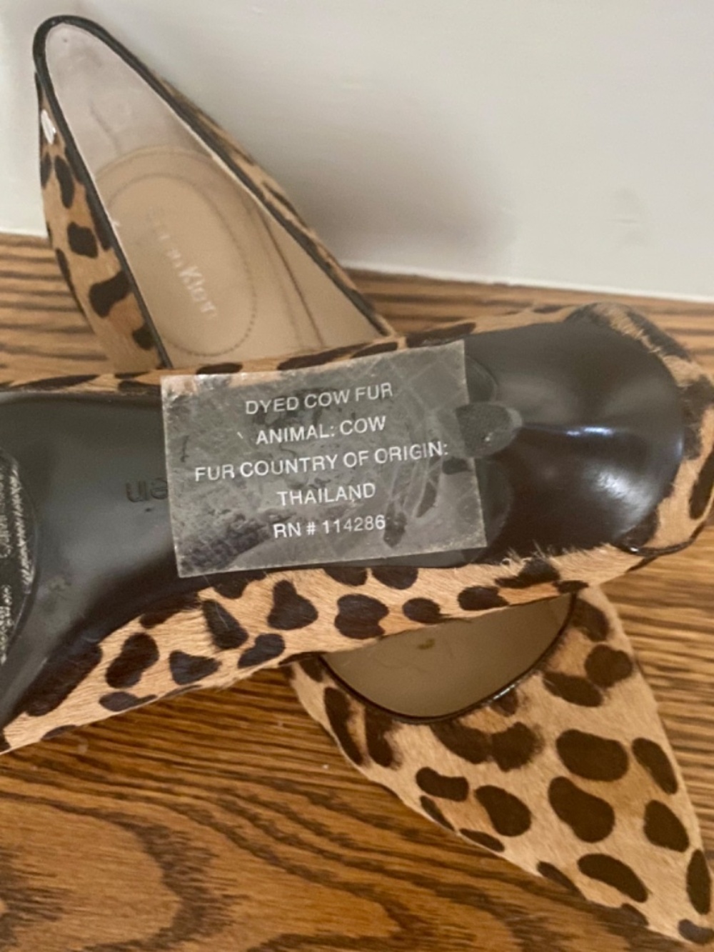 Calvin Klein Shoes. Leopard. Kitten Heels. Size 9.5. Like New. Cow Fur. - Picture 7 of 9